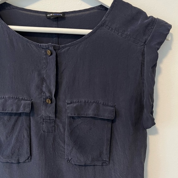 Club Monaco 100% Silk Navy Blouse - Picture 2 of 9